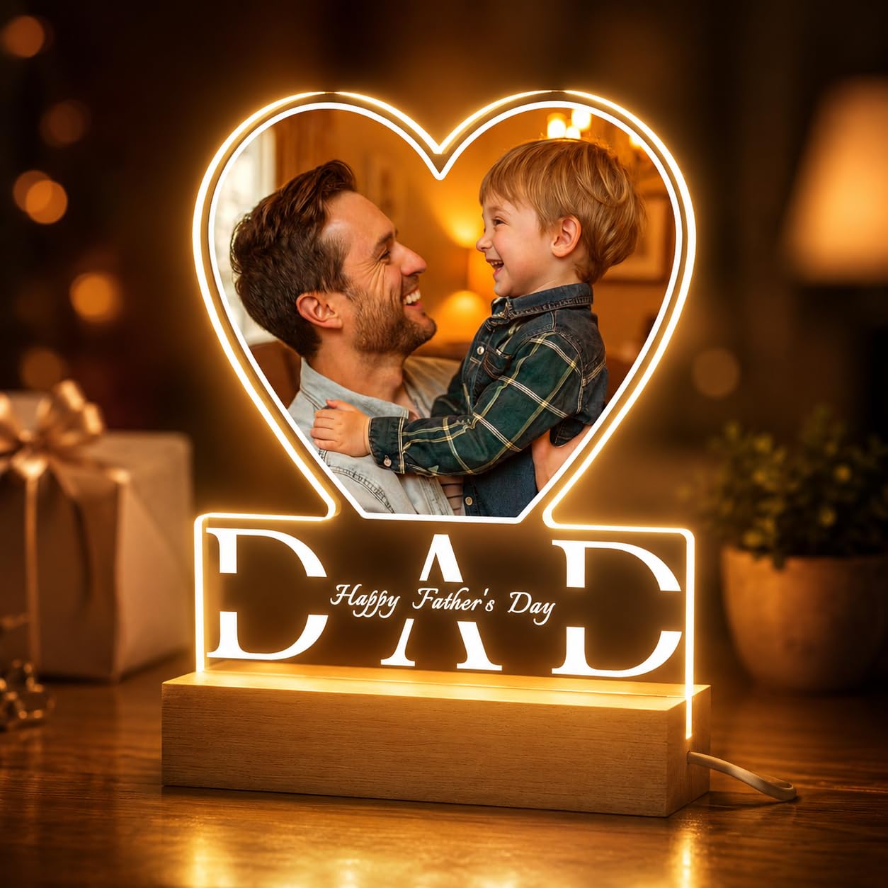 DPDP Father's Gifts Personalised Gift for Dad from Daughter Son, Personalised Night Light with Photo, Birthday Gift for Dad — image 1
