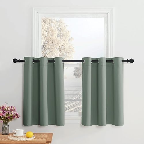 Miniatura 239 de NICETOWN Cortinas Opacas para Ventana de Guardería - Tratamiento de Ventana con Parte Superior de Ojales, Paneles de Cortinas Opacas (Verde Biscotti