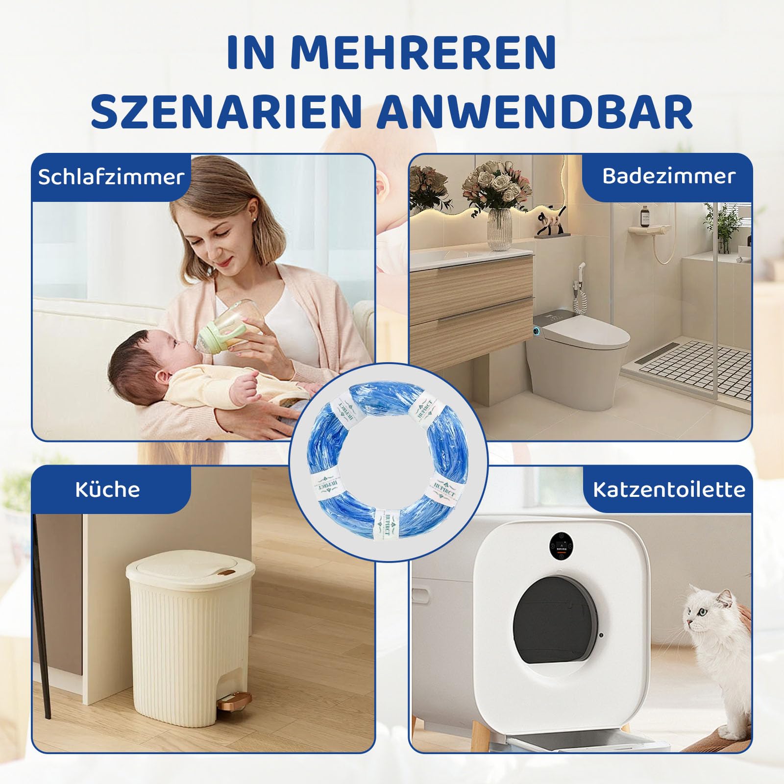 12 Pièces Recharge Poubelle a Couche, Matériau EVOH à Haute Barrière Nouvellement Ajouté, Excellente Résistance aux Odeurs et à la Casse, Compatible Avec la Plupart des Seaux à Couches
