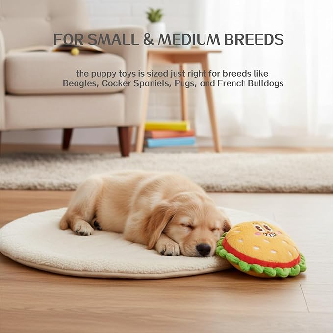 Juguete para Perro Mordible y Sonoro con Squeaker, Diseño Hamburguesa miniatura 7