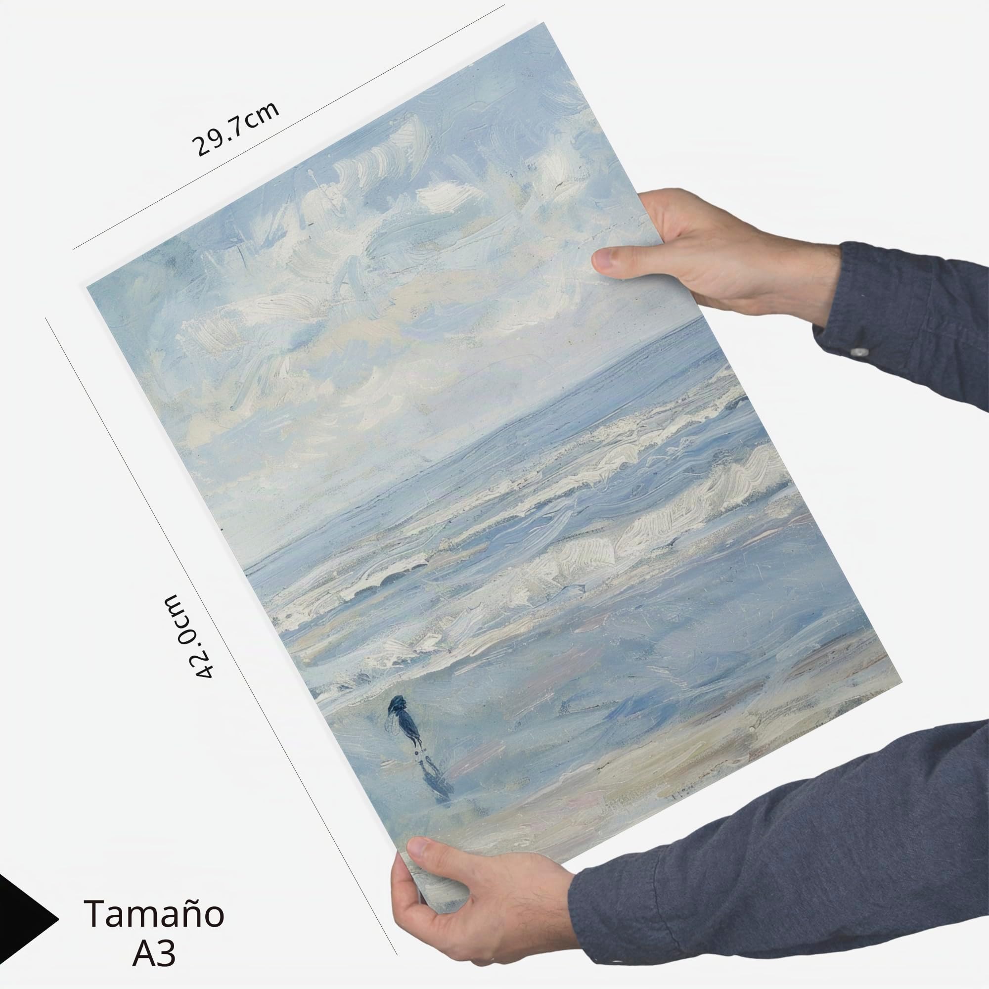 Nacnic Set de 6 Cuadros Ilustraciones Marino, azul, mar y verano ilustración de diseño para decorar las paredes del hogar. Habitación A3 y A4 Marco madera clara