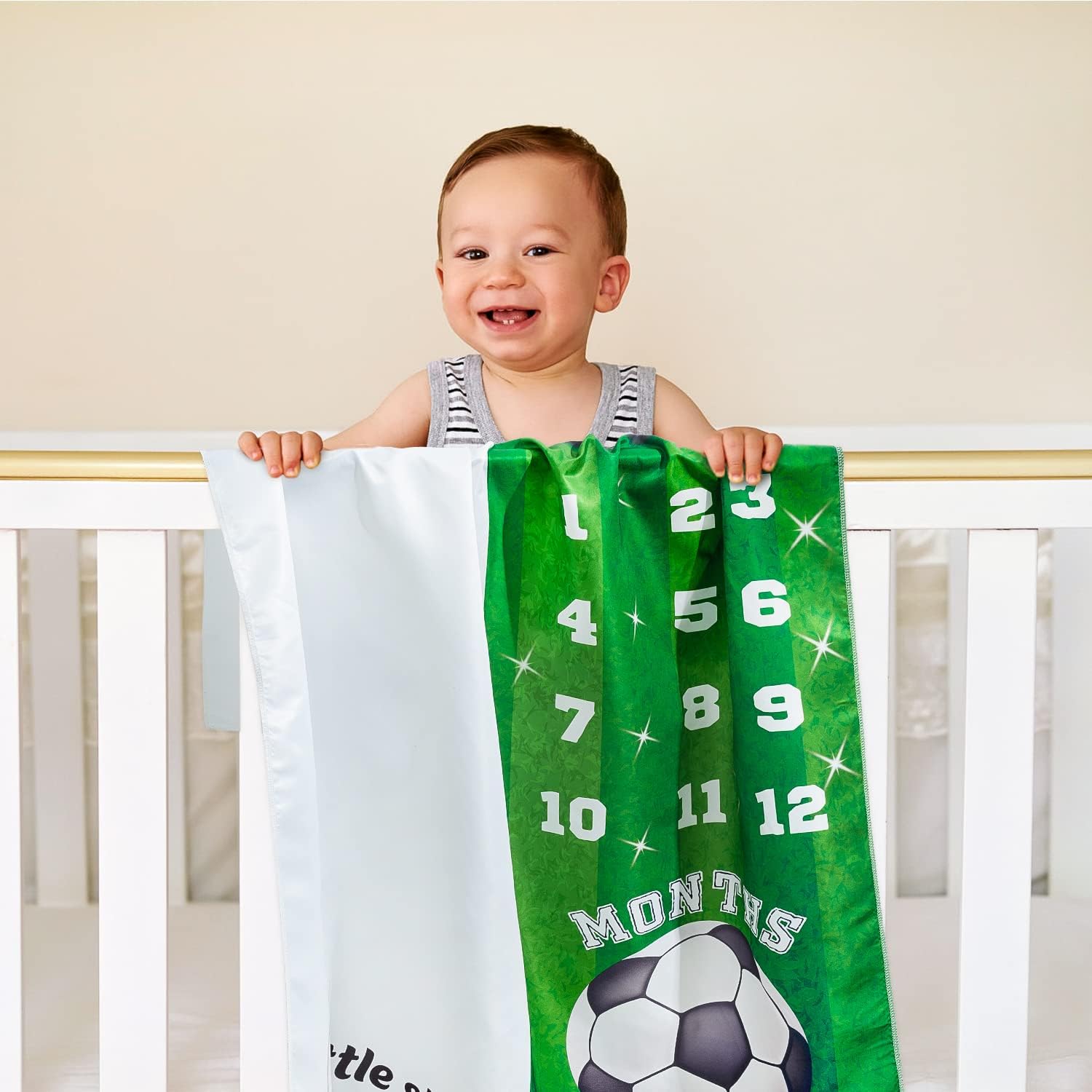 4PcsBaby Boy Monthly Milestone Blanket Photo Props,Peach Velvet Blanket Printed Numbers and Football Pattern MVP Newborn Growth Photography Sports Month Blanket Suitable for Baby Mother Birthday Gift : Baby