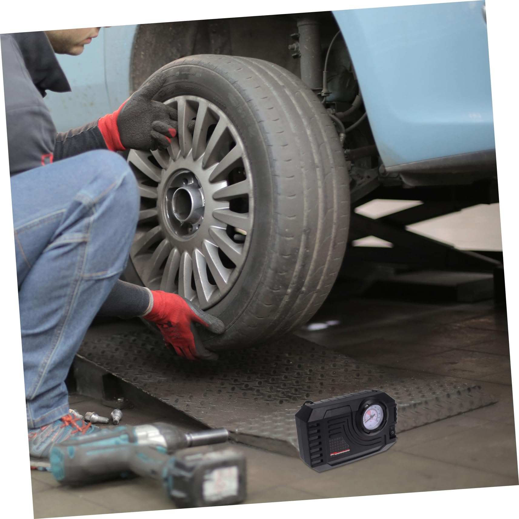 Vaguelly Tragbarer Luftkompressor für Auto Elektrische Luftpumpe für Auto Autoreifenfüller aus Abs und Metall Schwarz Robust und Langlebig