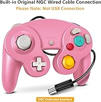 Vista 2 de Controlador FIOTOK Gamecube, controlador clásico con cable para Wii Nintendo Gamecube (Rosa y Morado-Pack de 2)