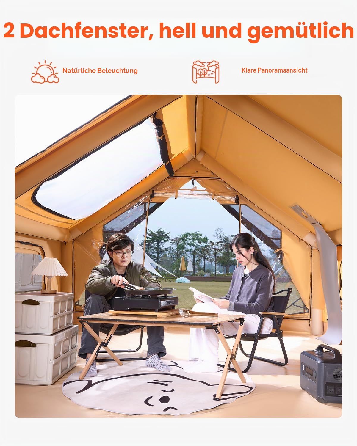 VEVOR Aufblasbare Zelte für Camping, einfach aufzubauen, aufblasbare Campingzelte mit Handpumpe, 300D Oxford 4-Jahreszeiten-Glamping-Zelt mit Herdwagenheber, Aufbewahrungstasche für einfaches