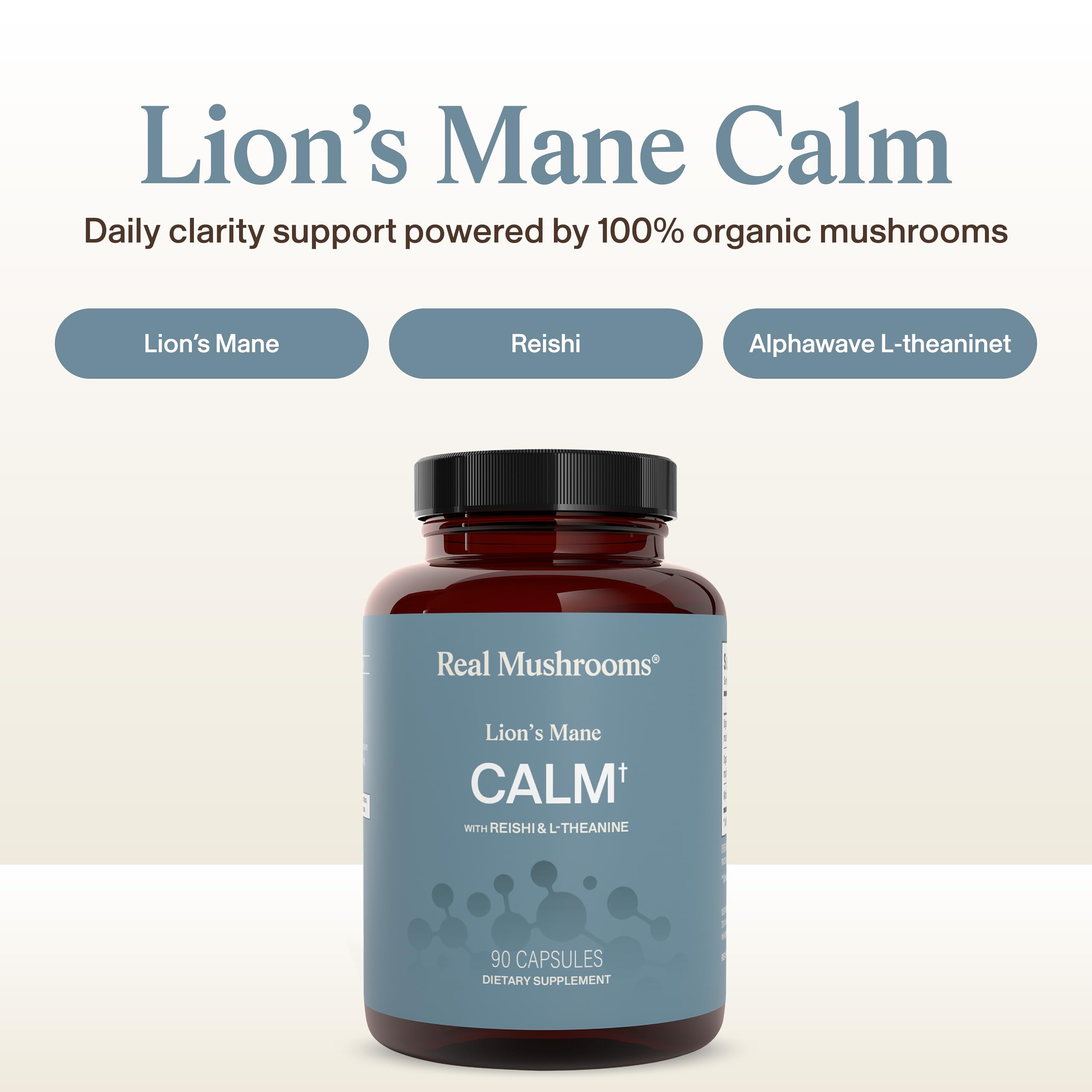 Real Mushrooms Calm Formula with Lion's Mane & Reishi, 90ct — Amazon image 3