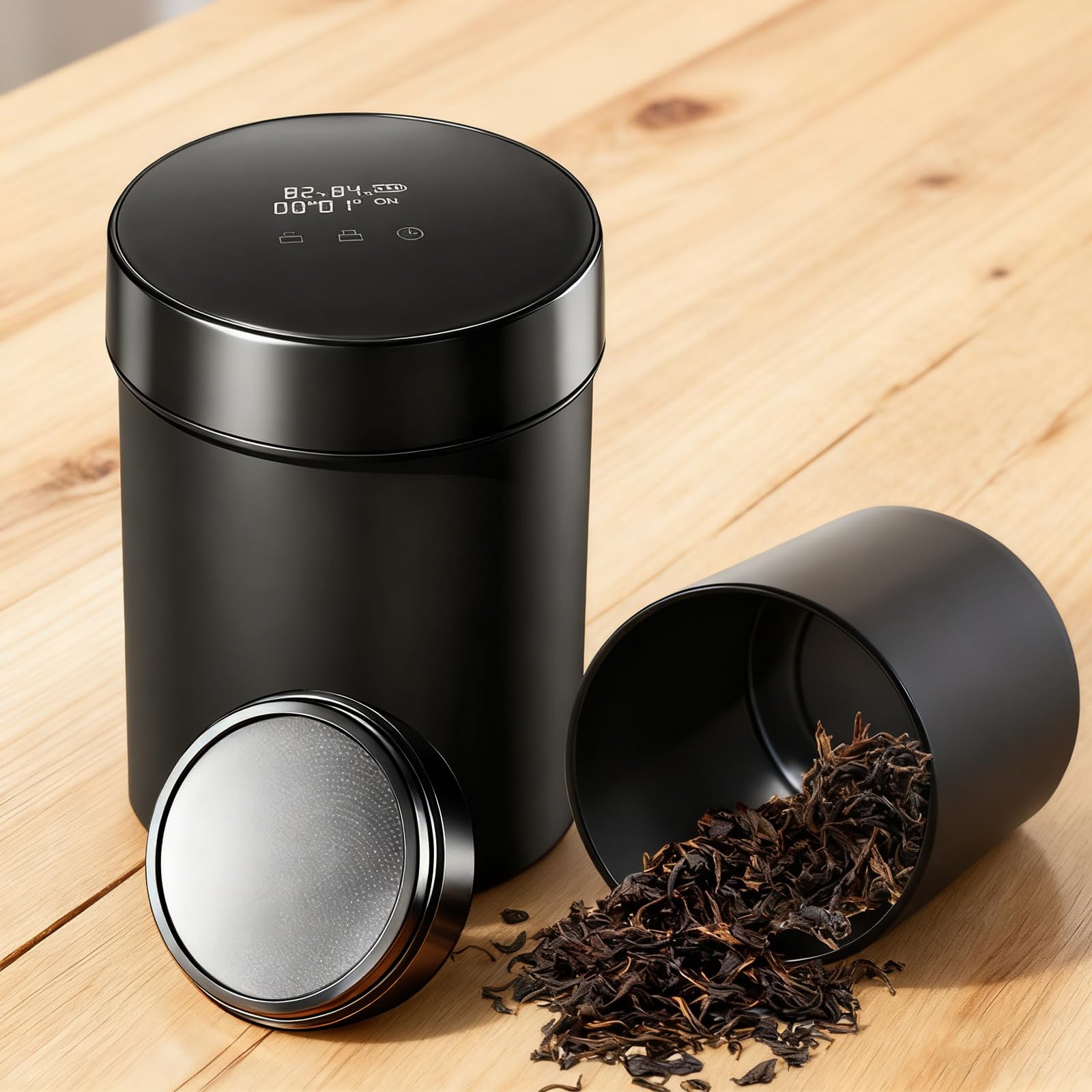 Smart Jar 1800ml 500ml Auto-Vakuum-Kaffeedose Ein-Klick Luftabsaugung Edelstahl für Kräuter, Pilze, Kaffee, Gewürze, Blumen, Luftdichte Aufbewahrung