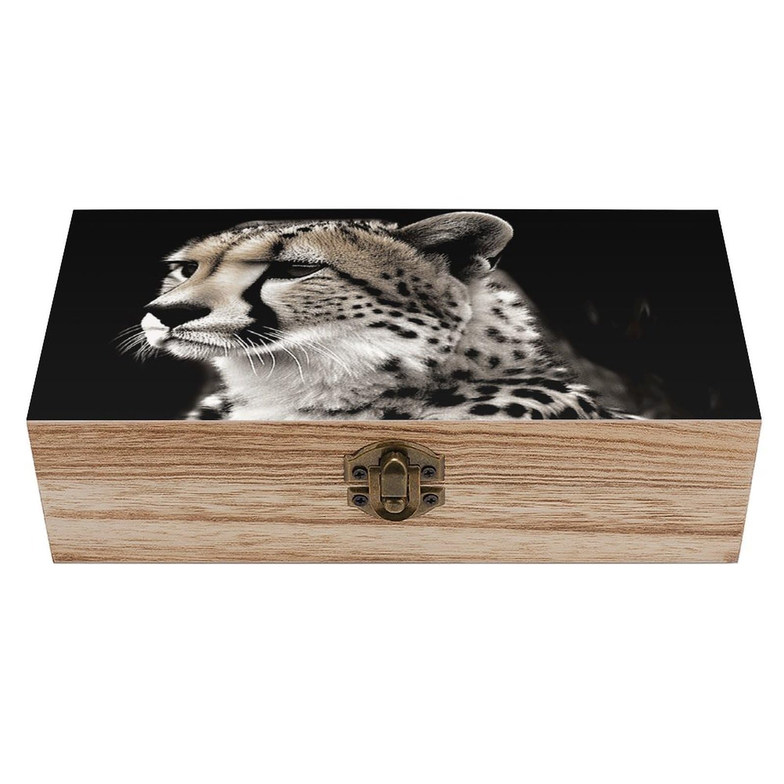 FodPand Decorative Keepsake Box Wooden Storage Boxes with Hinged Lid Handmade Cheetah Wood Organizer Memory Treasure Box for Jewelry Craft Card Photo Storage Wedding Bridal Shower Gifts
