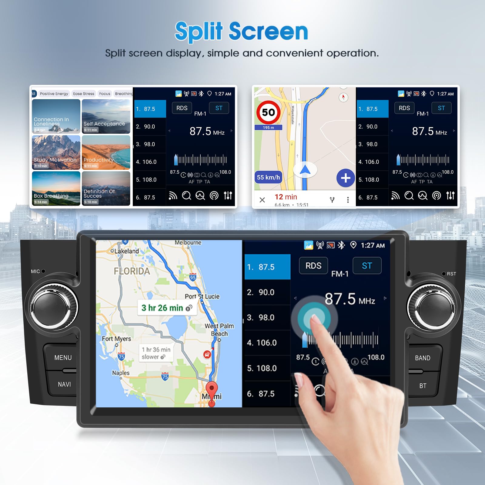 Autoradio Android 4G+64G per Fiat Punto 2005-2009, Linea 2007-2011, Radio Stereo Motorsi Quad-core Android 15 IOS Carplay Autoradio Singolo DIN 32EQ GPS Bluetooth 5.0 WiFi UI Radio FM/RDS+Telecamera