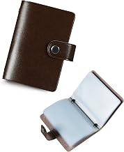 Genuine Tochigi Leather Card Case, Holds 26 Cards, Large Capacity, Credit Card Case, Men's, Notebook Type, Card Slots, Transparent Pocket, Small Size, Gift