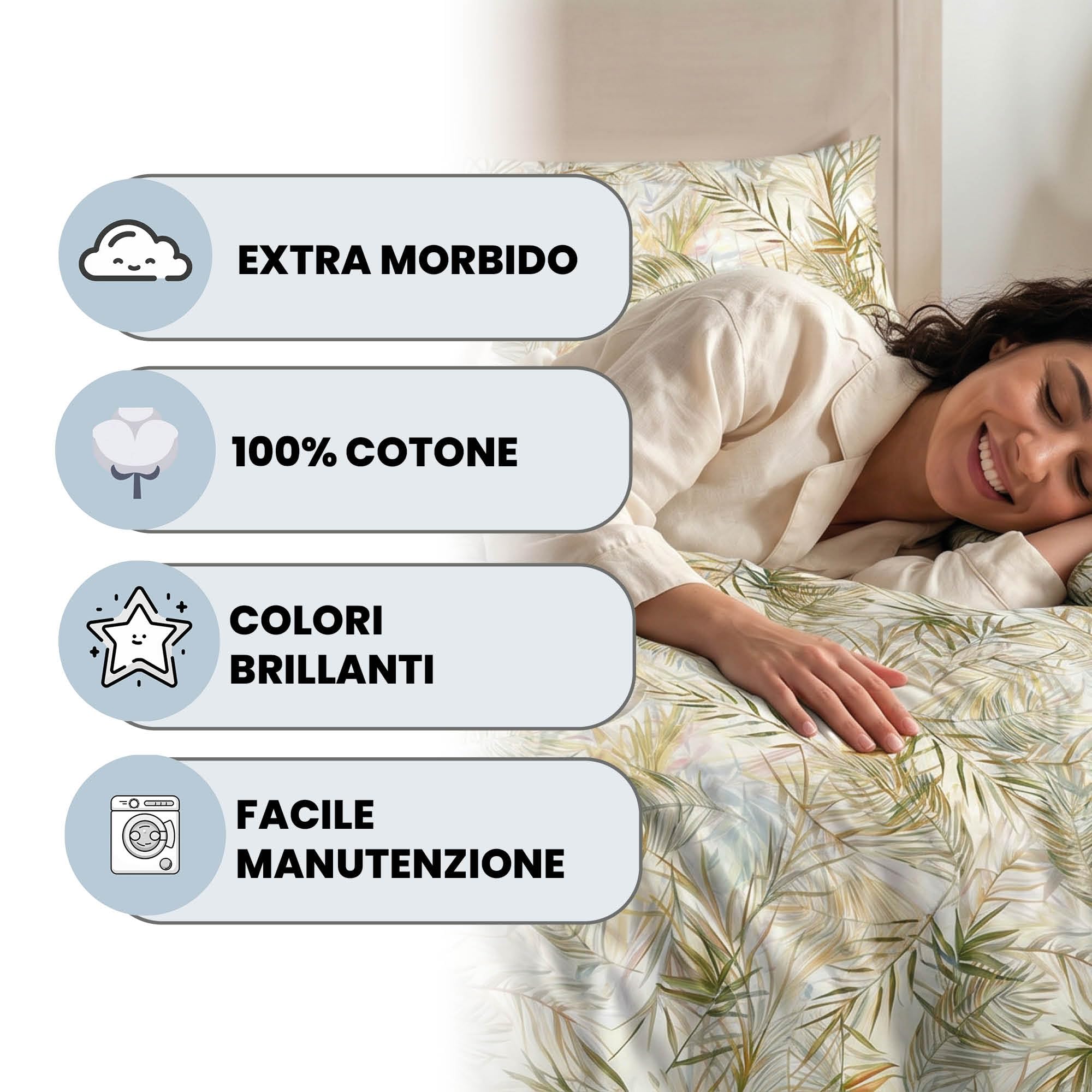 Italian Bed Linen Parure Copripiumino Matrimoniale Aurora - 100% Cotone - Made in Italy - Sacco 250x200 cm + 2 Federe - EGO