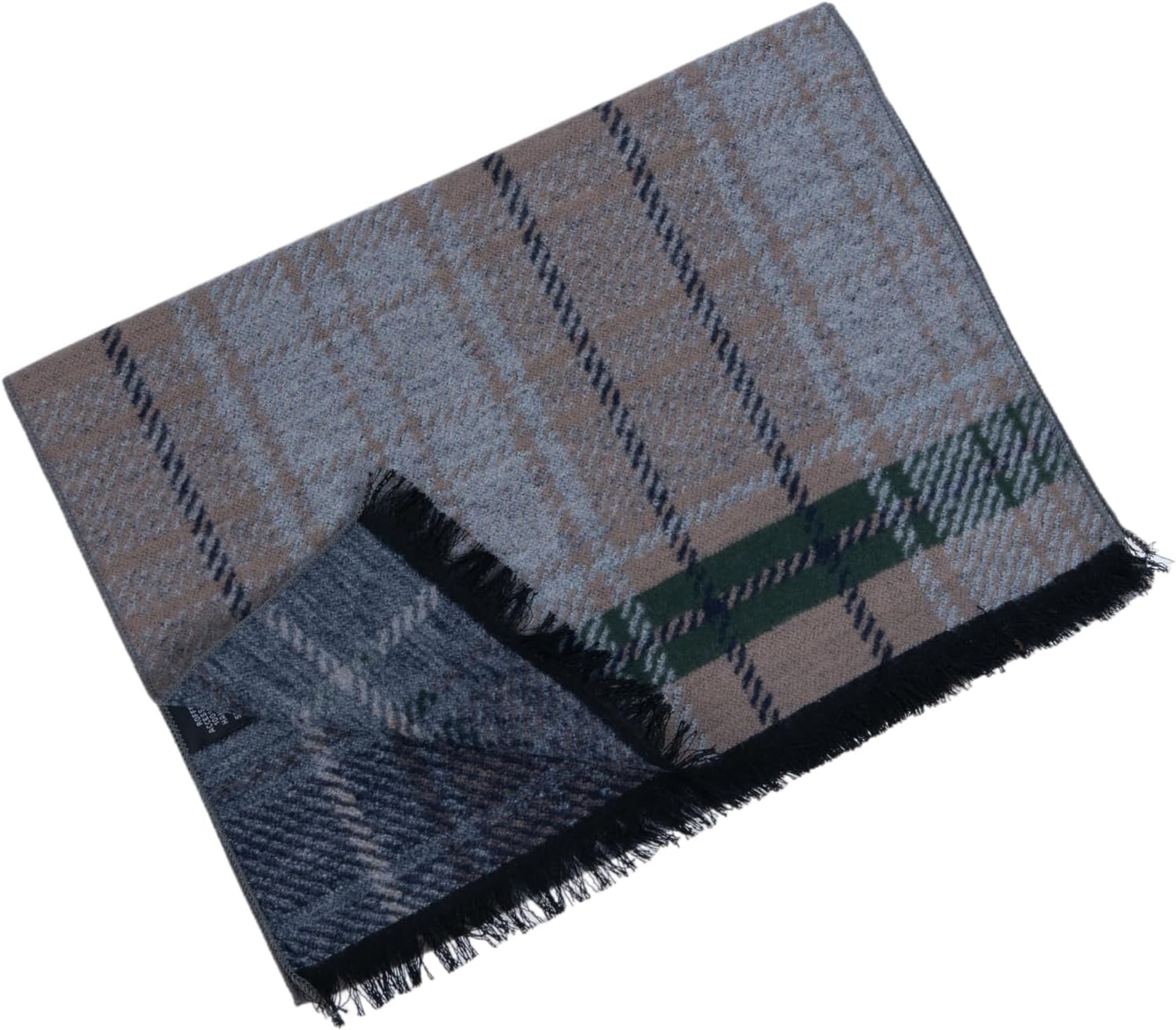 Ted Baker, Men's, 100% Silk, Scarf, Taupe, Plaid, Reversible, 70 x 11.8 inches