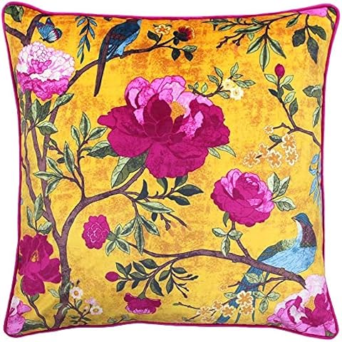 Paoletti Chinoiserie Federa per Cuscino – Stampa Floreale con Uccelli, 100% Poliestere, Tessuto Lavabile in...