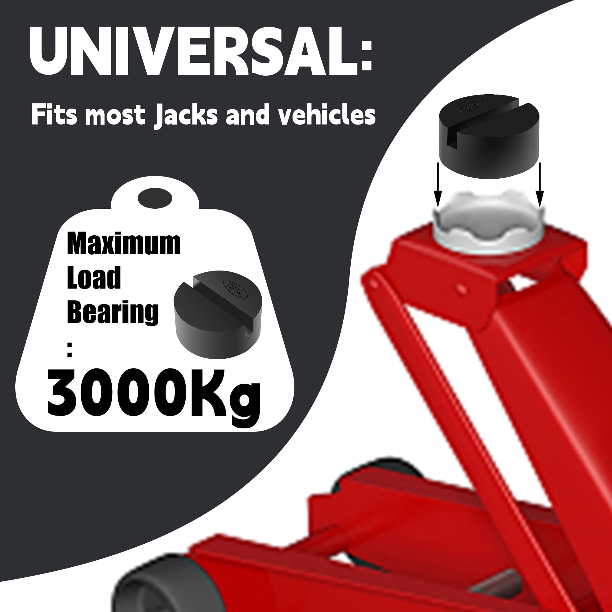 Dioche Cuscinetto In Gomma Per Jack Auto - Universale Con Intaglio, Antiscivolo, Protezione Telaio - 3