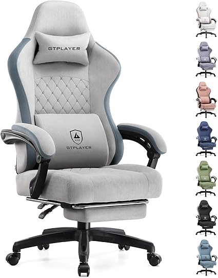 GTPLAYER Gaming Chair, Computer Office Chair with Pocket Spring Cushion, Linkage Armrests and Footrest, High Back Ergonomic Computer Chair with Lumbar Support Task Chair with Footrest