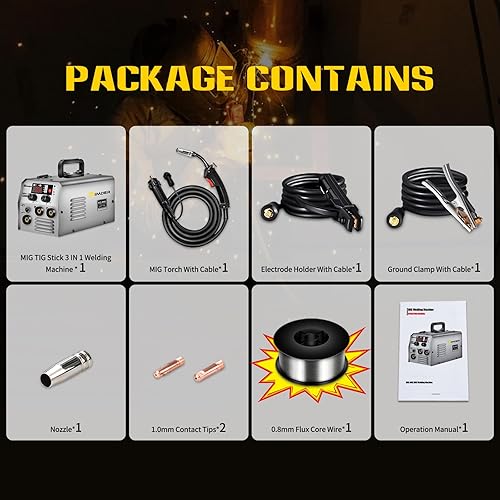 Miniatura 7 de SSIMDER MIG Soldador 4 en 1 MIGMAGLift TIGStick Soldador 110220V Máquina de soldadura de doble voltaje con alambre de núcleo de flujo de múltiples