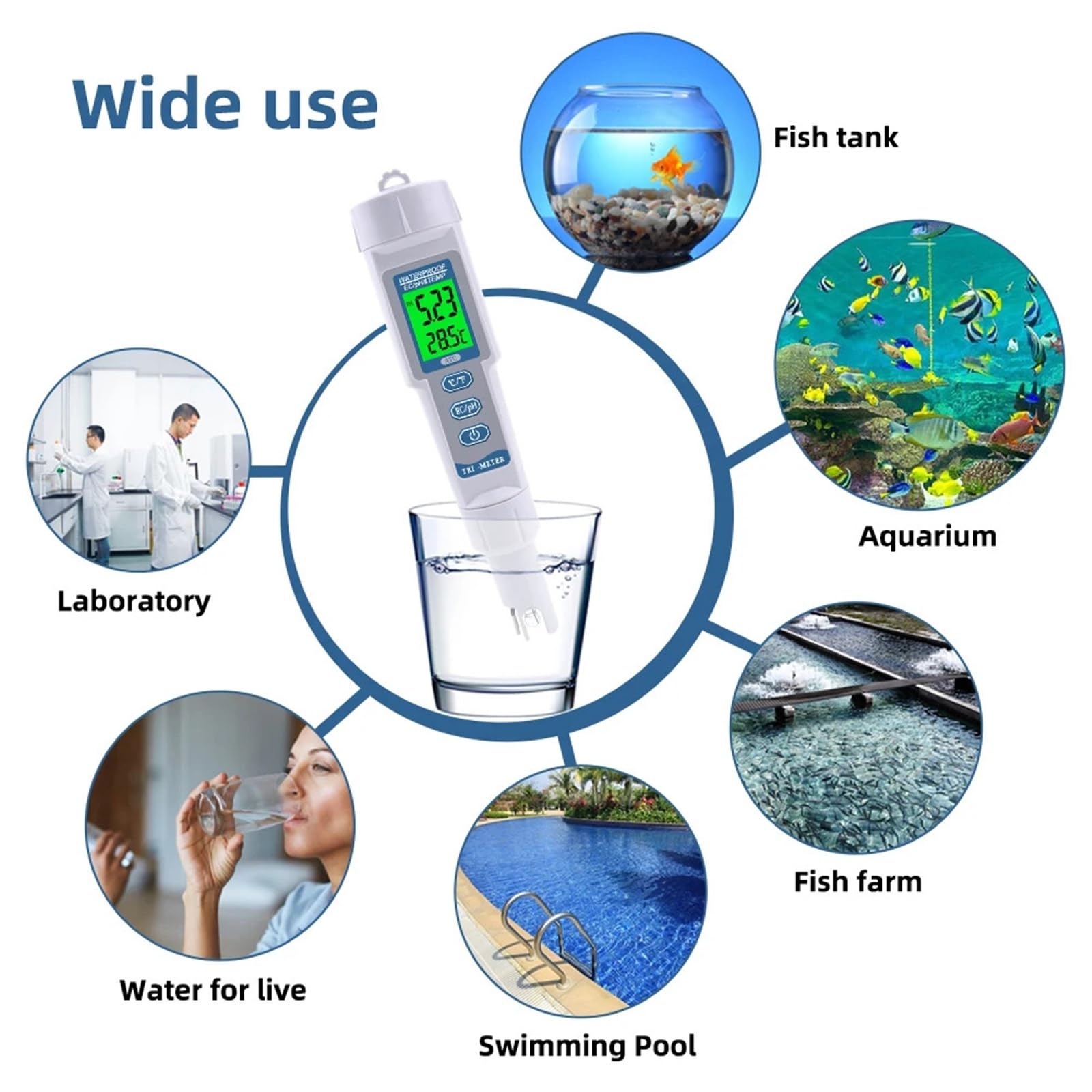 Testeur de qualité l'eau 3 en 1 multi-paramètres PH-983, stylo type PH EC TEMP, acidomètre, analyseur potable, Moniteur technique