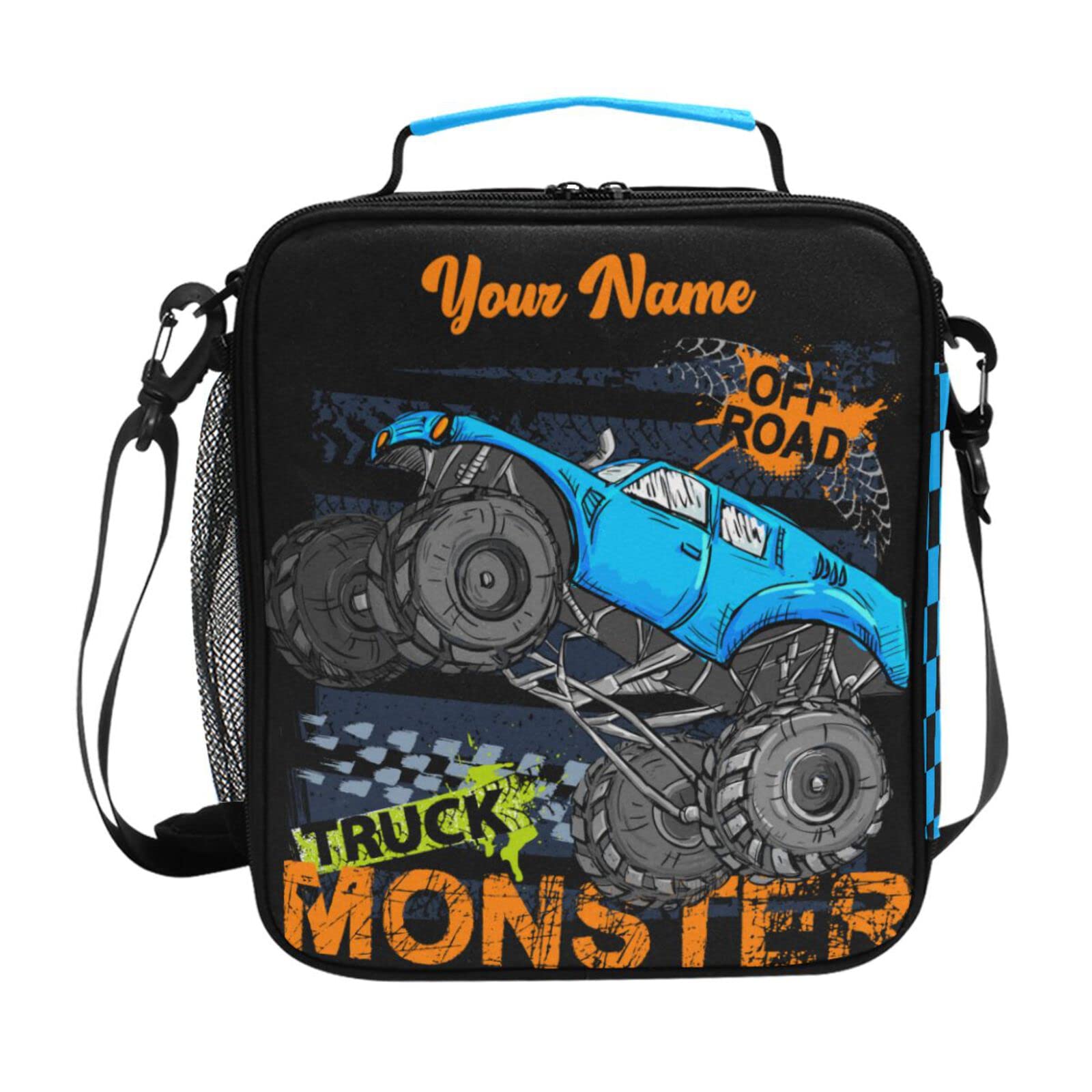 beeplus Personalized Monster Truck Kids Lunch Box Boys Girls Insulated Lunch Box Reusable Lunch Tote Kit for School Travel