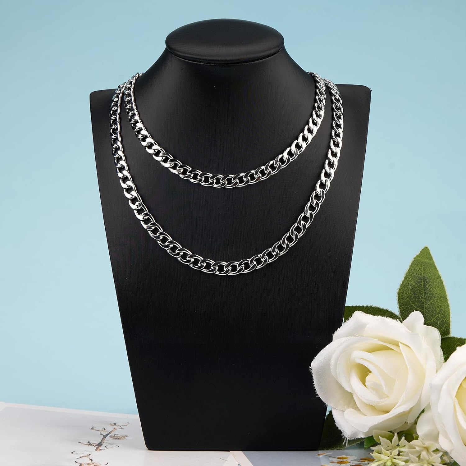 10 Pack 16inch Cuban Chain Necklace Bulk for Men and Women Chunky Stainless Steel Necklaces for Jewelry Making - Image 6