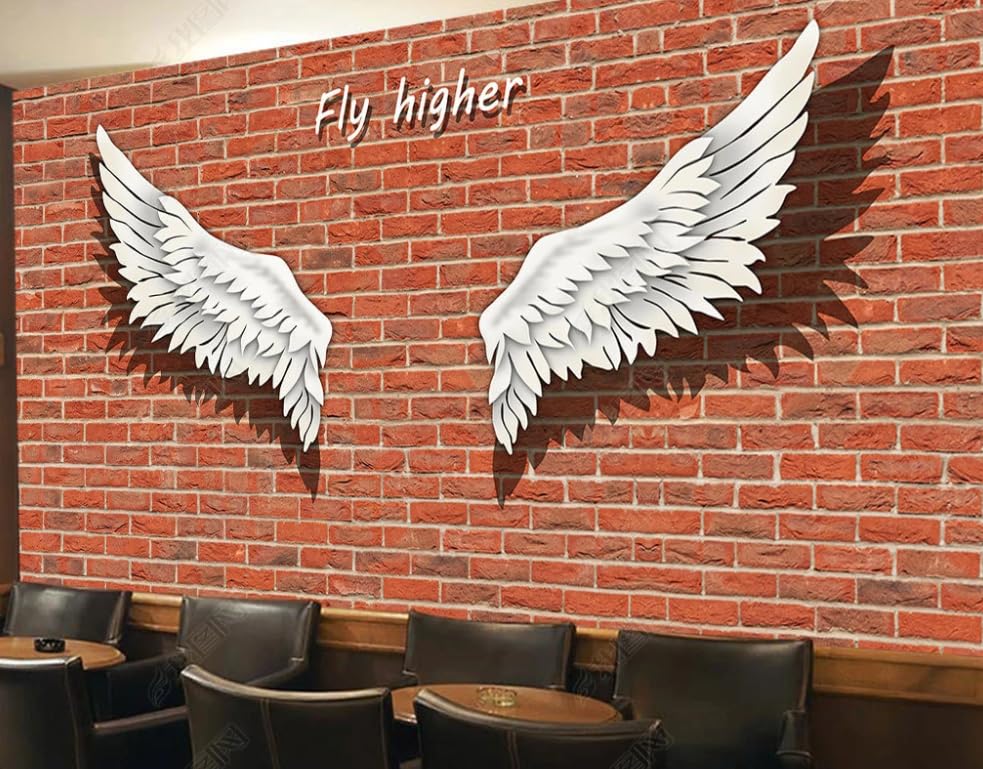 Papier peint intissé ailes dessinées main fresque artistique haut de gamme 200x140cm