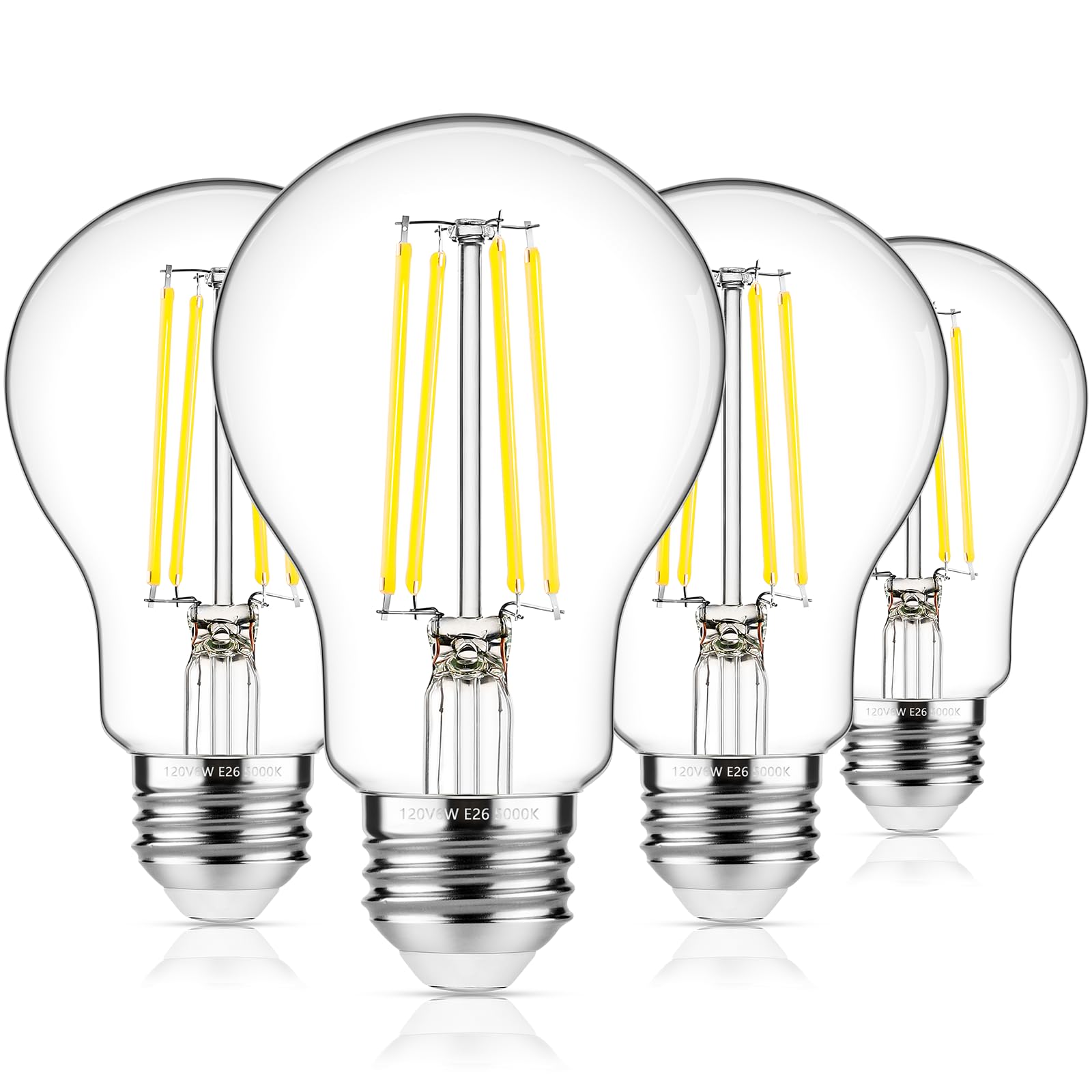 MAXvolador 60W Equivalent E26 LED Filament Light Bulbs, 850LM Daylight White 5000K LED Edison