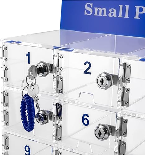 Miniatura 7 de Caja de casilleros para teléfono celular con cerraduras de puerta y llaves, armario de almacenamiento para teléfono celular, soporte transparente