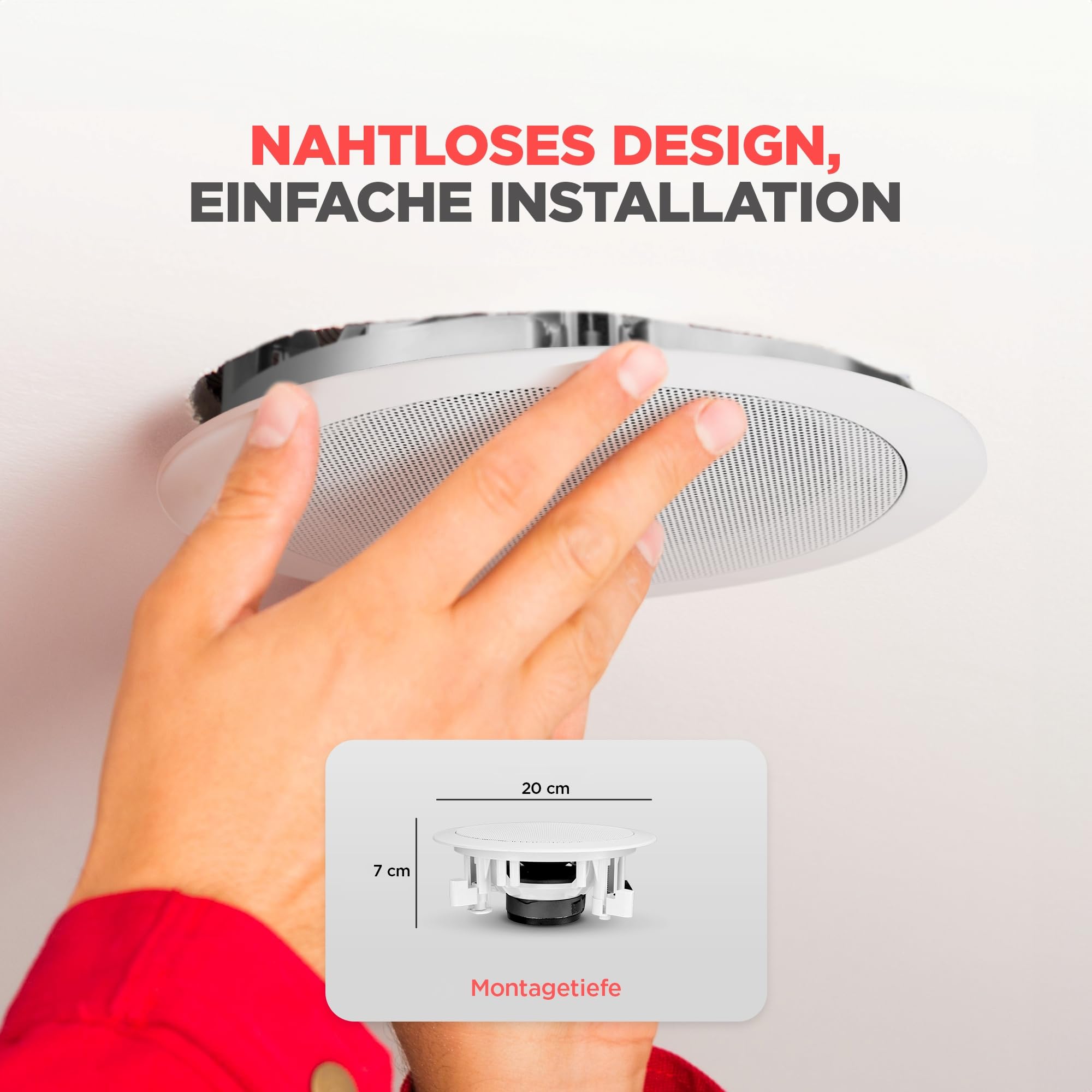 Pyle Deckenlautsprecher, 13cm- 2-Wege Einbaulautsprecher, 150W, Rund, Weiß- Für Decke & Wandmontage, 80 Hz–20 kHz, Flach & Leicht zu Installieren, Ideal für Heimkino & Multiroom