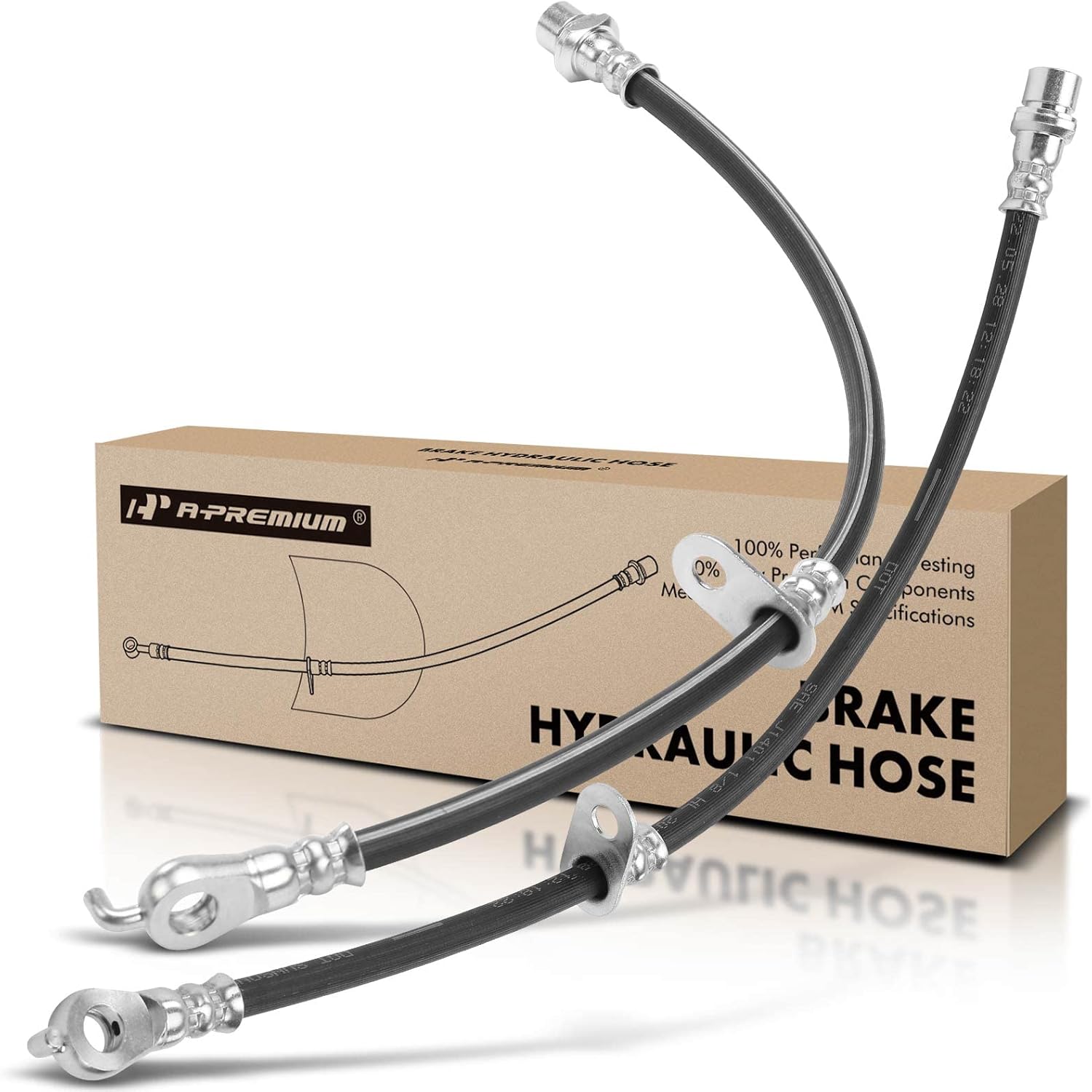 A-Premium Front Driver and Passenger Brake Hydraulic Hoses Compatible with Select Toyota and Lexus Models - Camry 2012-2017, Avalon 2013-2018, ES350 ES300h 2013-2018 - Replace# 9094702G62(Pack of 2)