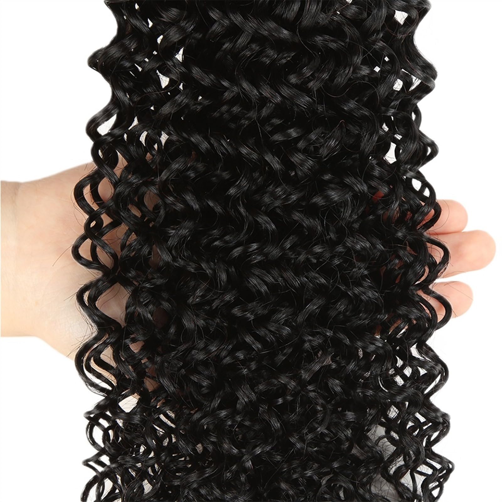 Przedłużanie włosów naturalne czarne Remy kręcone włosy wiązki z zamknięciem 10-30 cali brazylijski Remy kręcone wiązki włosów 3/4 przedłużanie włosów (darmowe części, 16 16 16+14 Clos