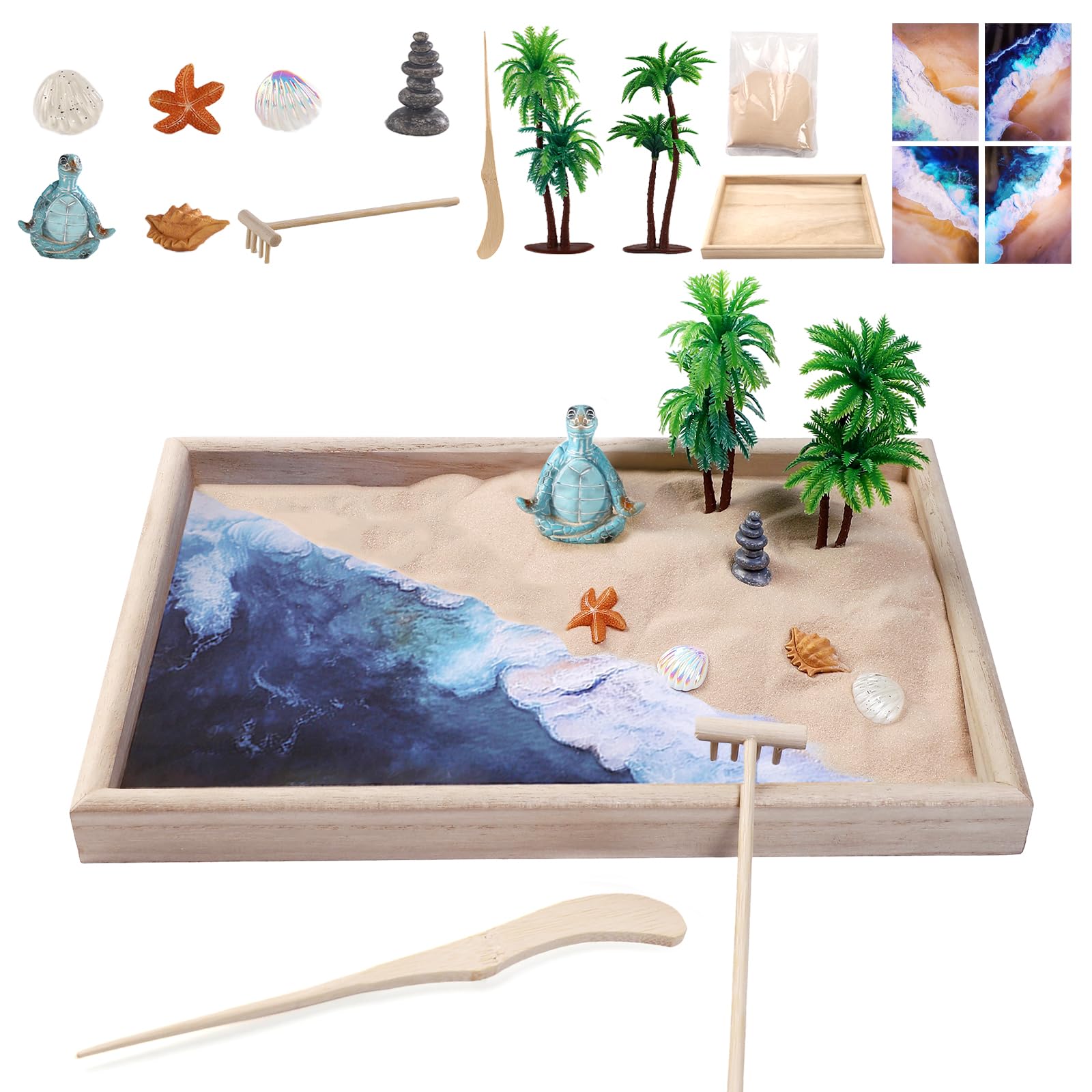 ✴︎琉球レジン✴︎セレクティブ箱庭セット 【サンプル画像】AE Amazon.com: Beach Mini Zen Garden Kit for Desk Decor,Sea Turtle