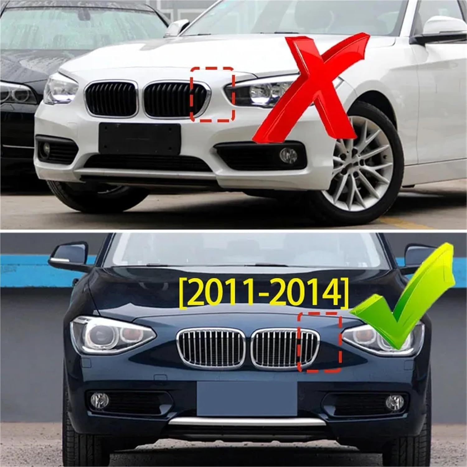 Car Front Bumper Kidney Grille Racing Grills Compatible with BMW 1 Series F20 F21 11-14 Replacement Double Slat Gloss Black Grilles(Matte Black)