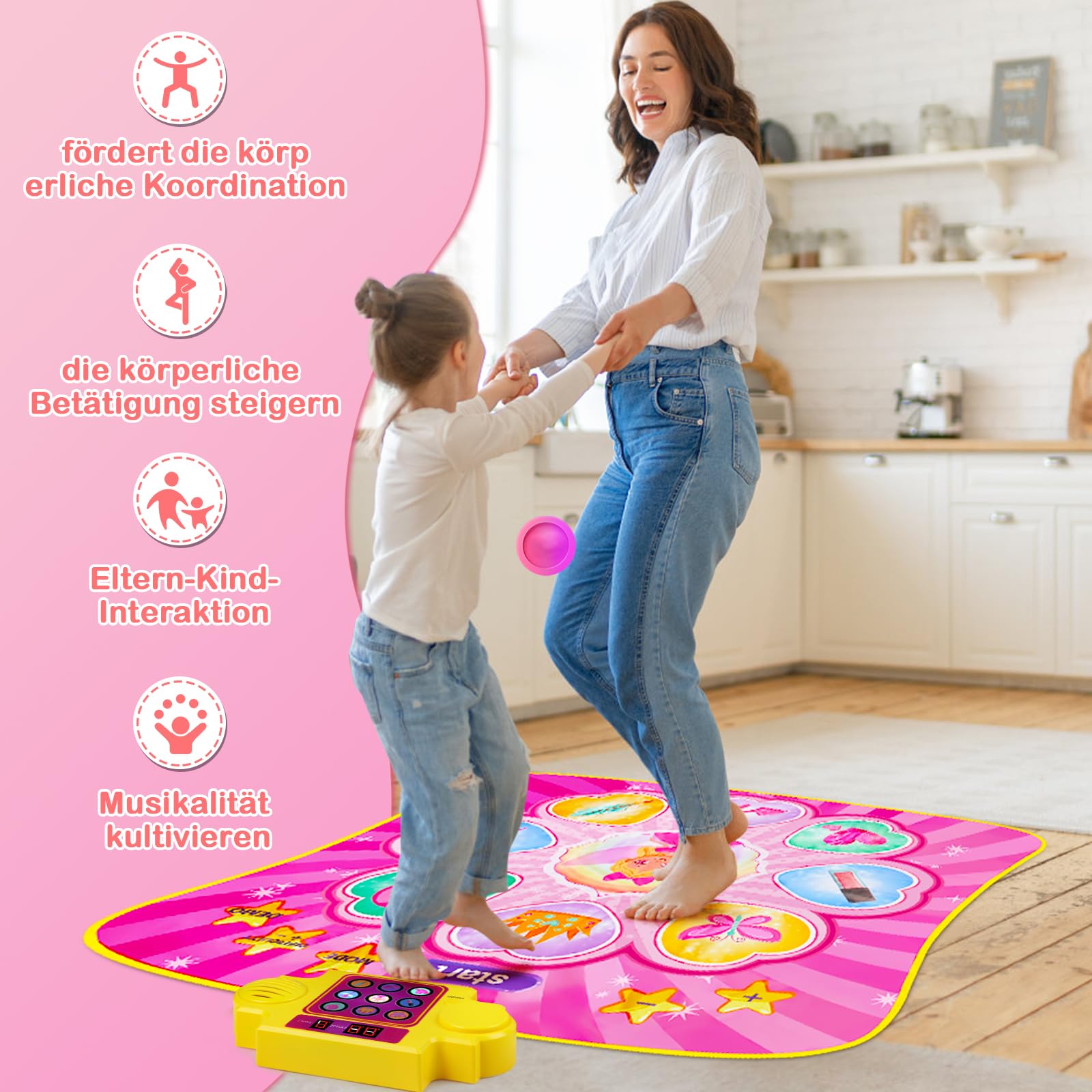 Zookao Tanzmatte Kinder Spielzeug ab 2 3 4 5 6 7 8 Jahre Mädchen Junge, Geschenk Musikinstrumente für Kinder ab 2-8 Jahr Keyboard Klaviermatte für Kinder 2-8 Jahr Kinderspielzeug Musikmatte Tanzmatte