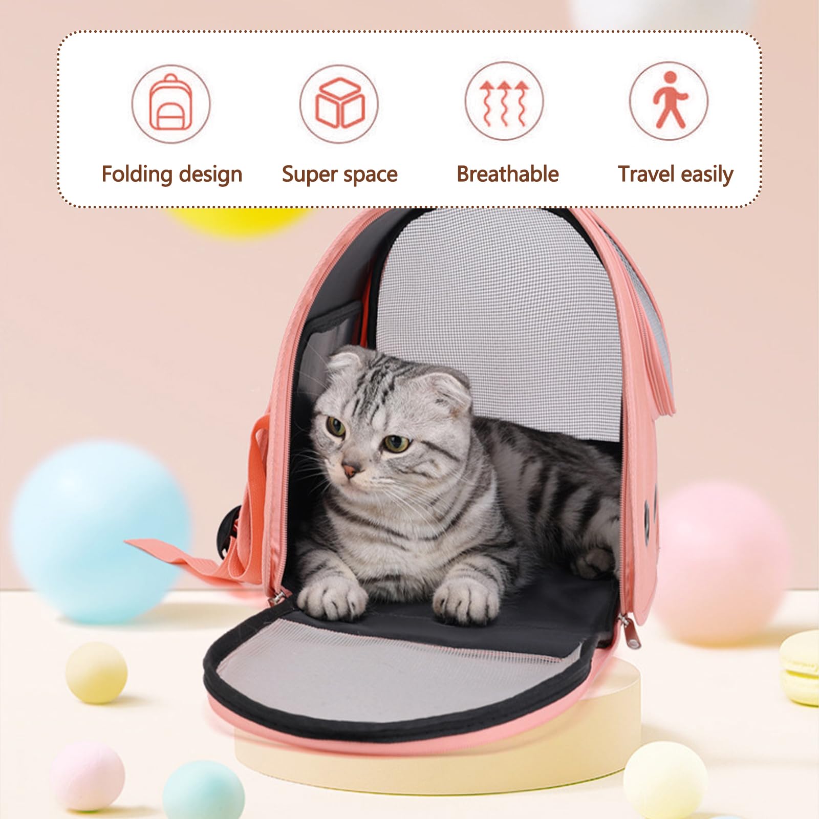 BOSERMEN Cat Backpack, Fully Ventilated Collapsible Dog Backpack for Outdoor Travel Hiking Camping, Dog Backpack, Portable Pet Backpack(Green)