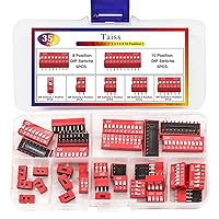 Vista 5 de Taiss Juego surtido de 35 interruptores de inmersión de doble fila, 1, 2, 3, 4, 6, 8, 10 posiciones, 0.100 in, montaje en PCB, interruptor DIP