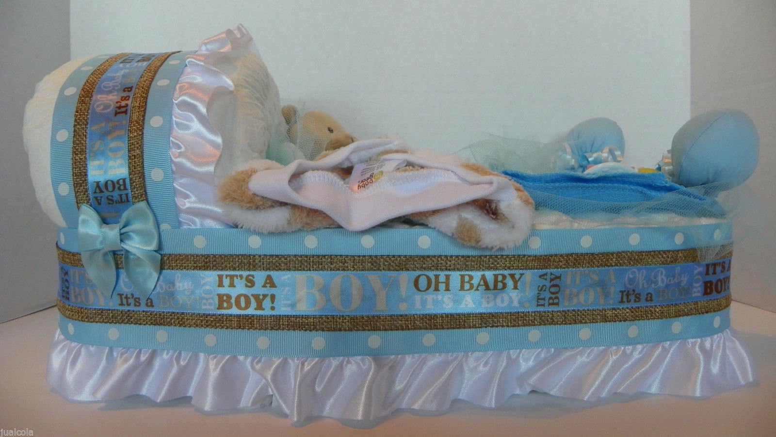 Boy Big Diaper Cake Bassinet Gift Basket Baby Shower By Little Kg Dreams
