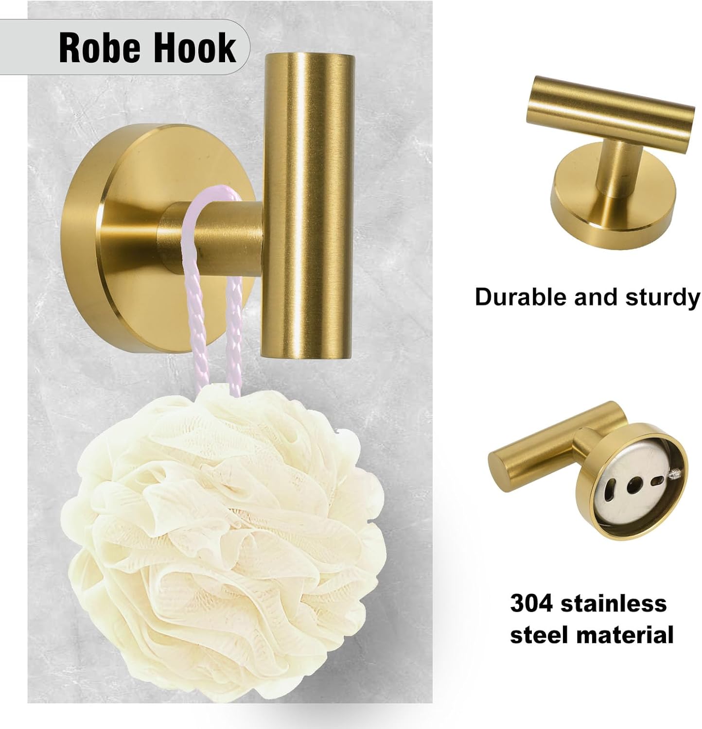 5-Piece Towel Racks for Bathroom, Stainless Steel Bathroom Accessories Set, Bathroom Towel Holder Wall Mounted, Sturdy Bath Towel Bar Set Bathroom Hardware Set (Brushed Gold) - Image 9