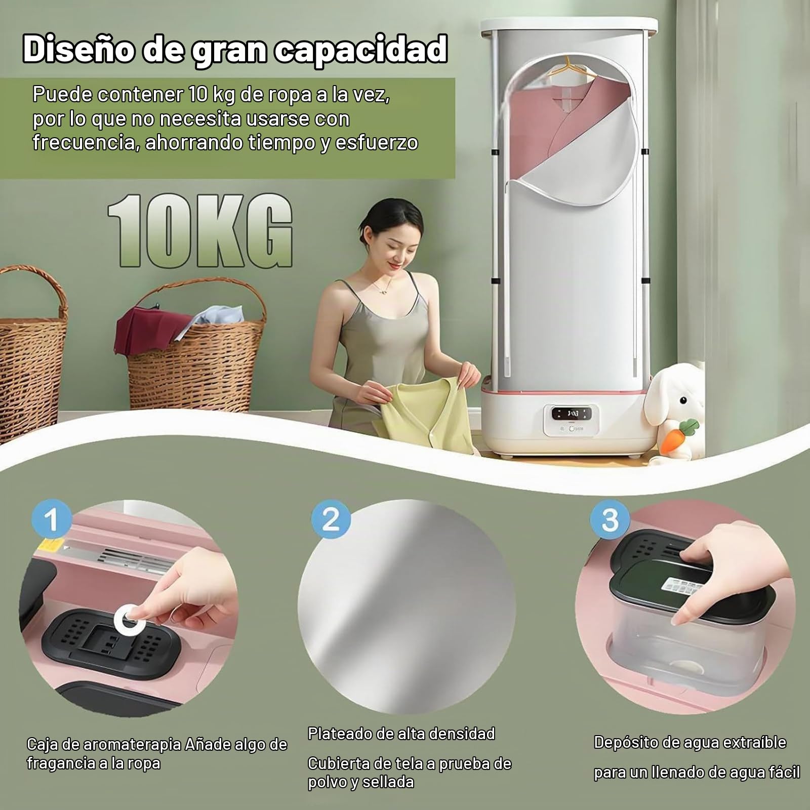 Plancha Ropa Vertical Máquina de Planchado Automática, Secadora de Ropa, Máquina de Secado a Vapor, Portátil, Doméstica, Máquina de Planchado de Secado de ácaros, Máquina Eliminación Arrugas