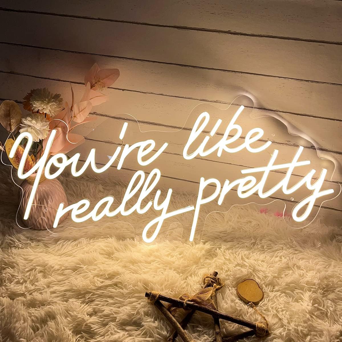 Neon Signs You are Like Really Pretty-Transparent Acrylic with Dimmers Light Signs Indoor Bedroom Decor Wall Led Neon Sign Backdrop Flex 25.5×11.8 IN Bar Christmas Party Wedding Living Room Warm White - Image 3