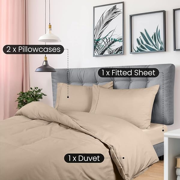 Utopia Bedding 4 Piece King Bedding Set - Pack of 6 - Duvet Cover, Fitted Sheet with Pillow cases - Soft Brushed Microfiber Polyester (Beige) - 3