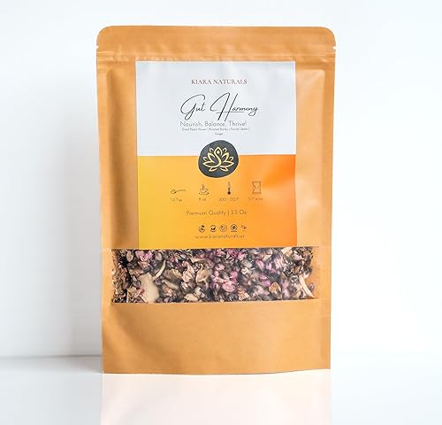 Kiara Naturals Té Gut Harmony - Mezcla de bienestar digestivo con jengibre, hinojo y melocotón