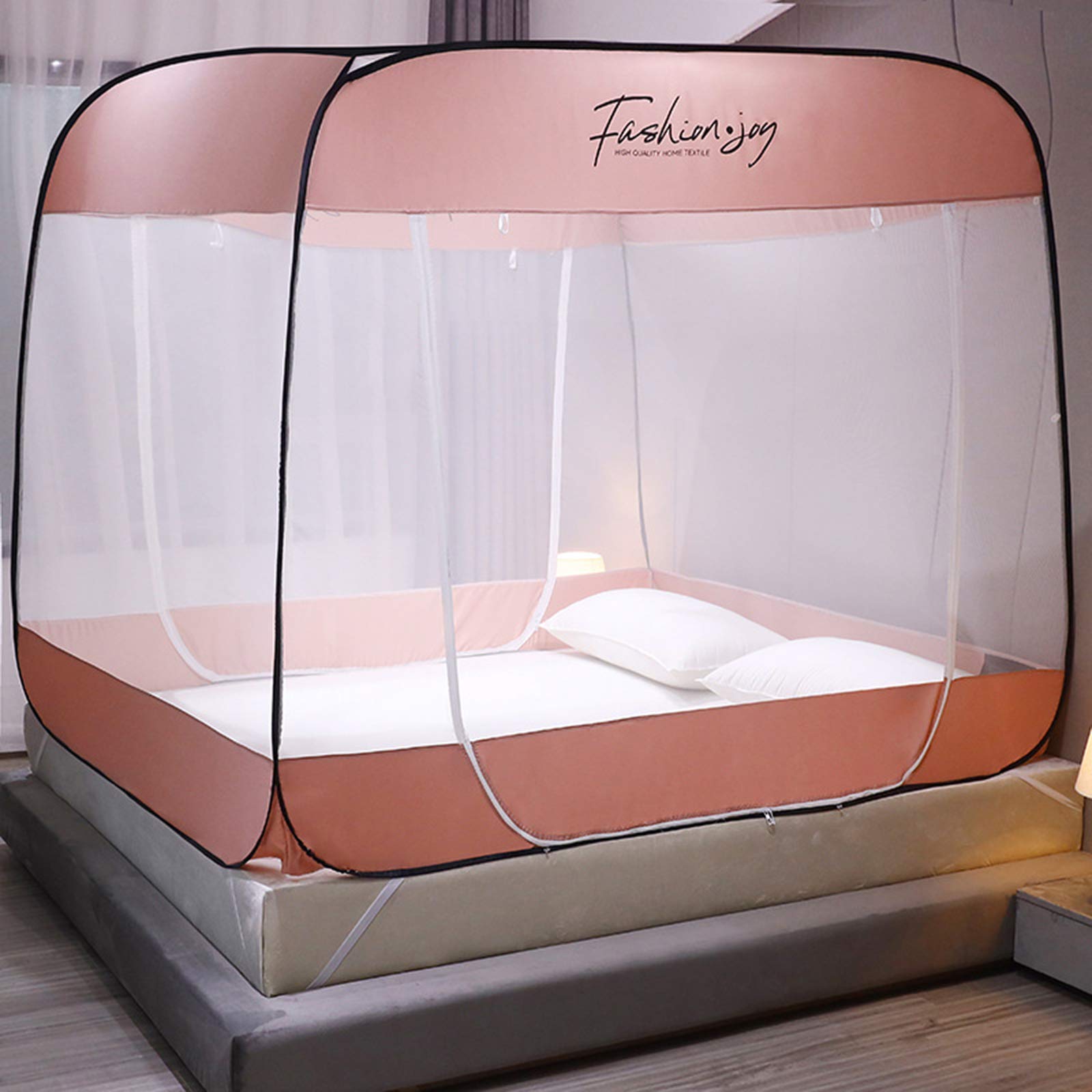 GJMSSMY Mosquito Net Bed Canopy Camping Double Portable Travel Home Anti Mosquito Tent Foldable Pop Up Mosquito Net for Bed Netting,Pink-1.2 * 2.0M