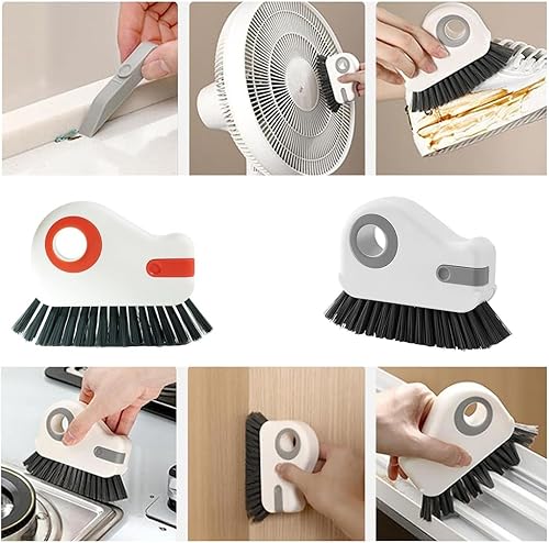 Miniatura 5 de Groove - Cepillo de limpieza multifunción de cerdas duras 2 en 1 con raspador oculto para riel de puertas correderas, alféizar de ventana, sello de