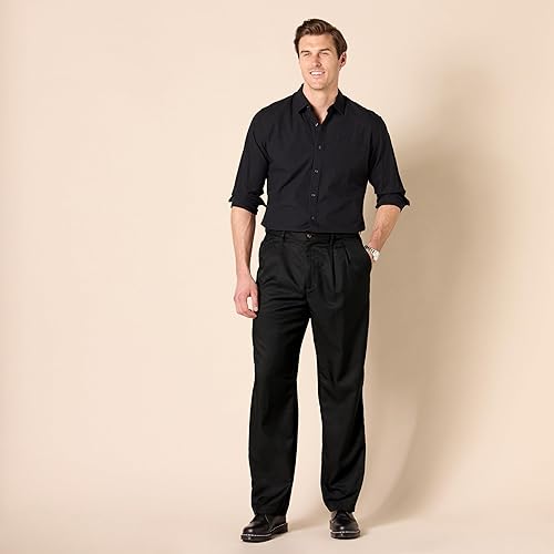 Miniatura 7 de Tienda Essentials - Pantalón de vestir para hombre con cintura expandible y plisado, corte clásico