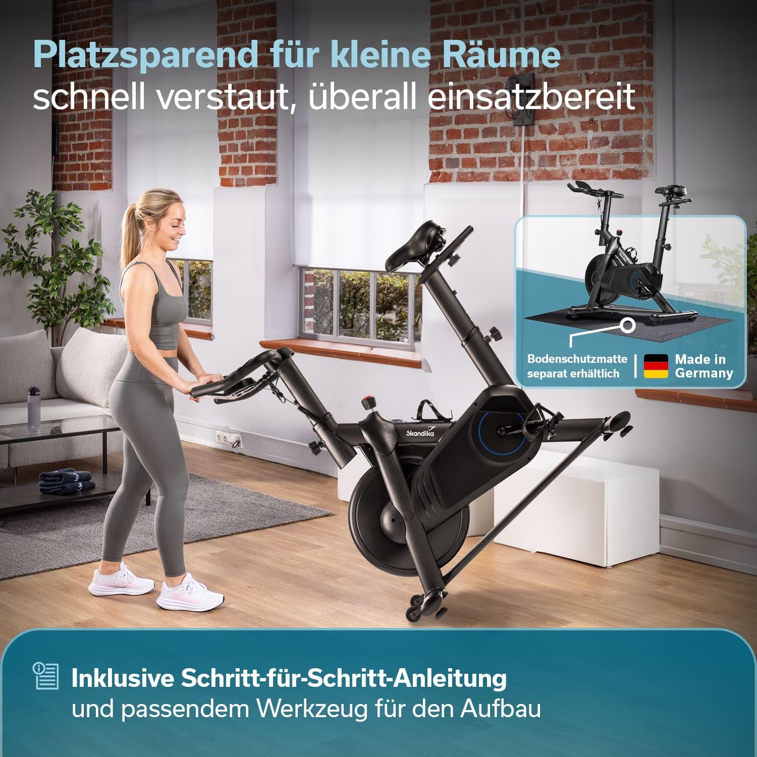 Skandika Spinning Bike Falk P8-HM rower treningowy, bezstopniowy hamulec magnetyczny, stalowa rama, wyświetlacz LCD, kompatybilna z aplikacją Bluetooth, do 125 kg, rower Speedbike, ergometr do domu