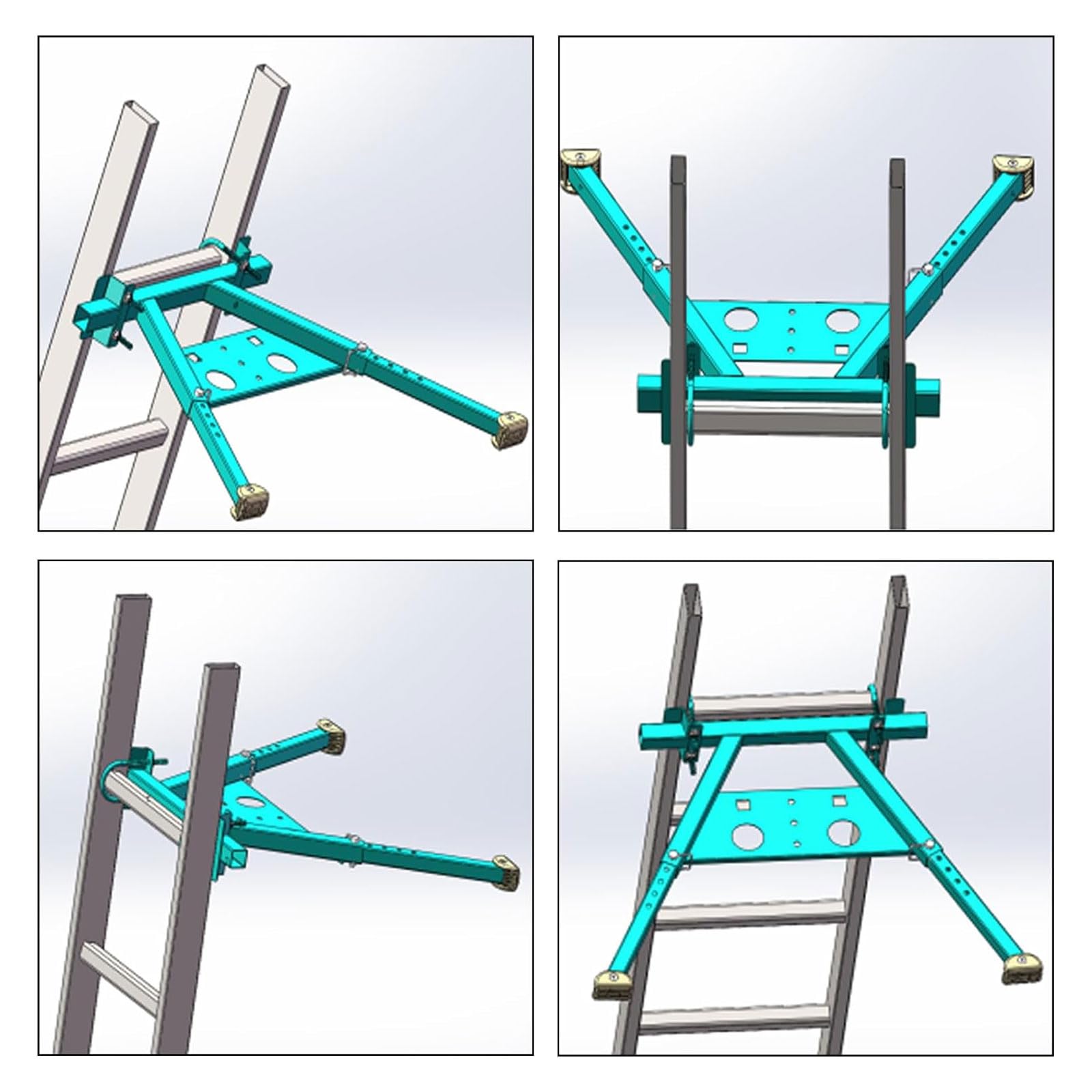 Leiterstabilisator, verlängerter Leiterstabilisator, Zubehör für Dachrinne und Wand, Leiter, Abstandsbolzen aus Aluminium, Flügelspannweite/Wandleiter, Abstandshalter mit rutschfester Gummi-Unterseite