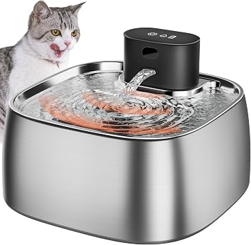 ROTTOGOON Katzenbrunnen Kabelloser, Trinkbrunnen Edelstahl mit Bewegungssensor für Katzen Brunnen Batteriebetrieben extrem leise für Katzen und kleine Hunde 3, 2L BPA-frei