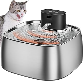 ROTTOGOON Katzenbrunnen Kabelloser, Trinkbrunnen Edelstahl mit Bewegungssensor für Katzen Brunnen Batteriebetrieben extrem leise für Katzen und kleine Hunde 3,2L BPA-frei
