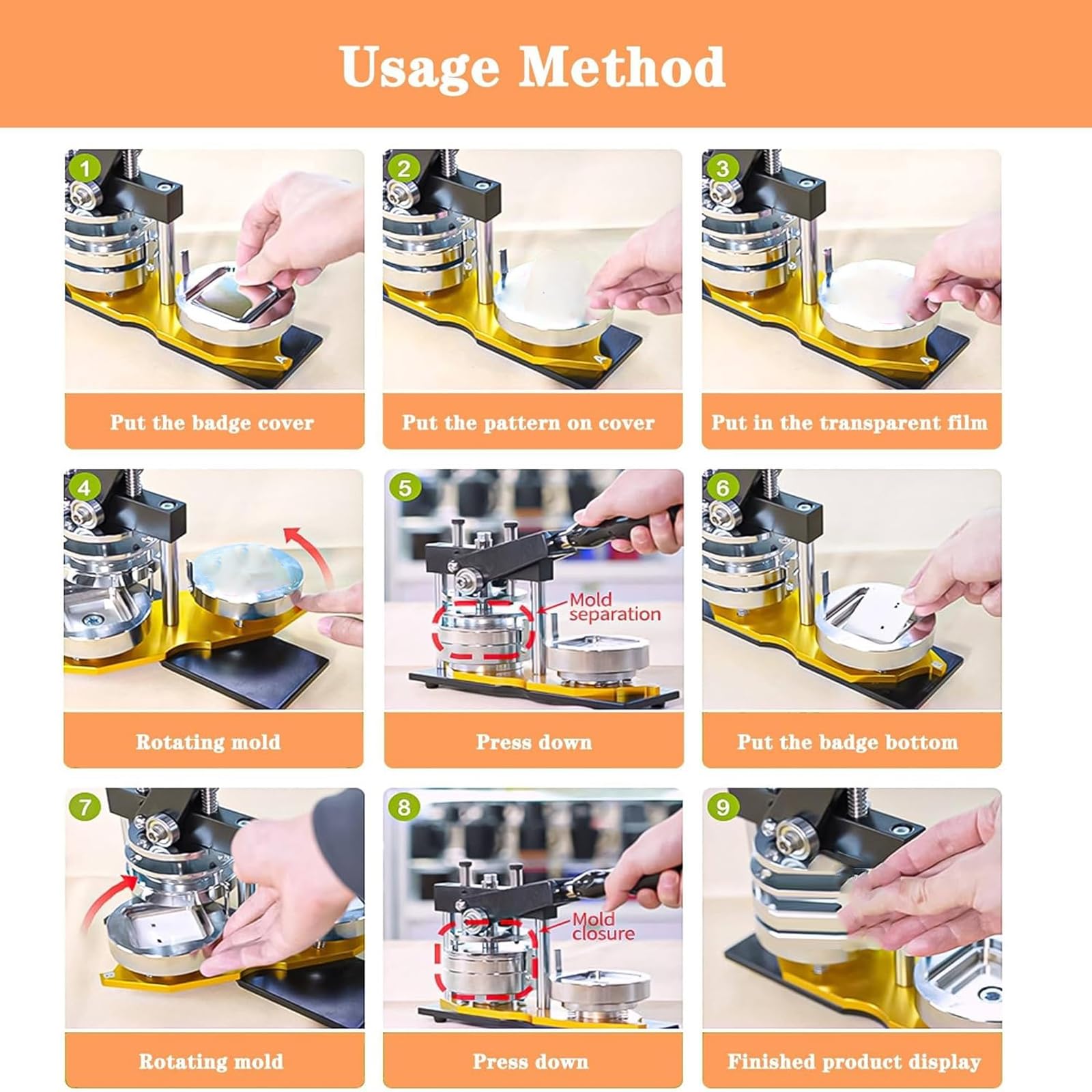 50x50 mm quadratische Foto-Kühlschrankmagnet-Maschine mit Papierschneider – Erstellen Sie ganz einfach individuelle Magnete und Anstecker. Enthält 100 Magnetfo