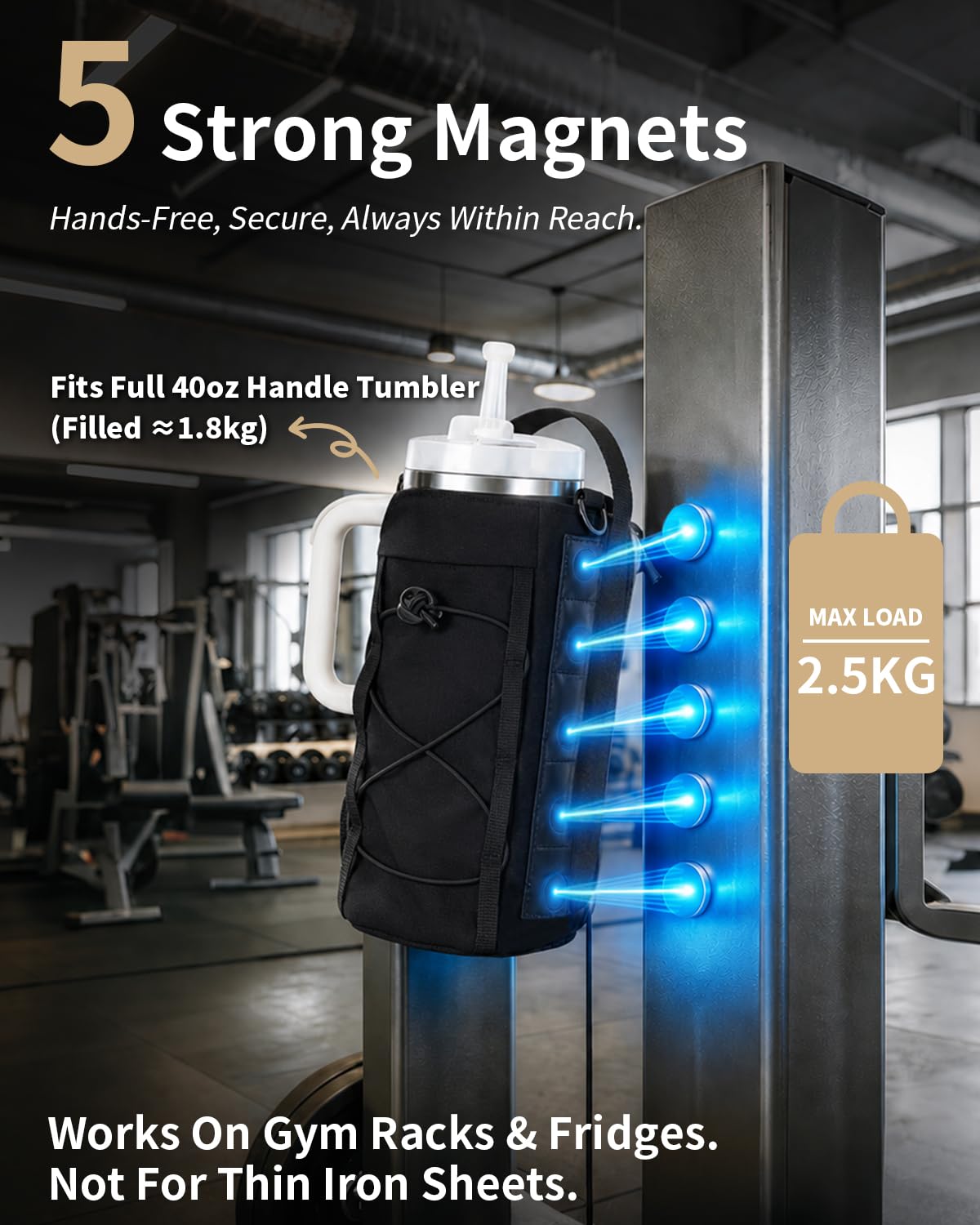 Magnetic Water Bottle Holder - Gym & Hiking -2 Magnetic Water Bottle Holder - Gym & Hiking -2