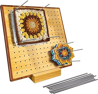 𝐆𝐫𝐚𝐧𝐧𝐲 𝐒𝐪𝐮𝐚𝐫𝐞 𝐁𝐥𝐨𝐜𝐤𝐢𝐧𝐠 𝐁𝐨𝐚𝐫𝐝,Crochet Blocking Board with Pins and Pegs,Blocking Mats for Crochet,Knitting Blocking mats and pins,Gift for Mother, Grandmother.